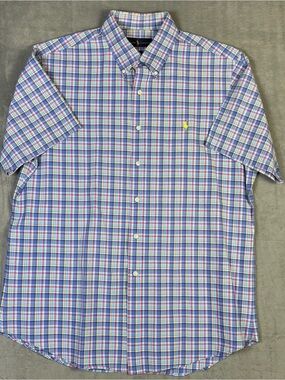 Polo Ralph Lauren Men XL Plaid Short Sleeve Button Down Shirt 100% Cotton